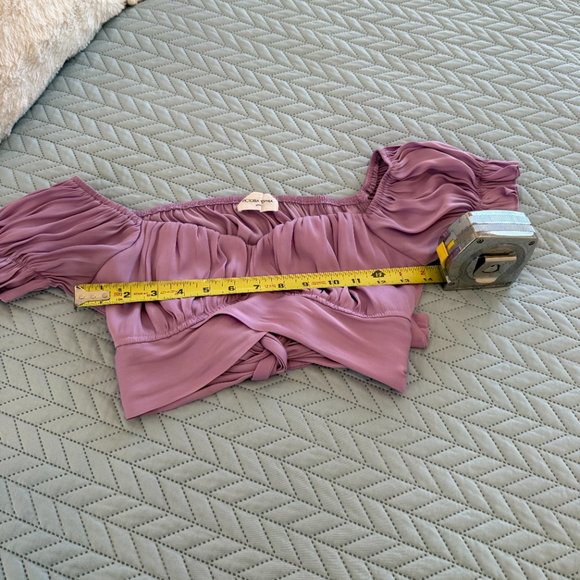 Victoria + Sophia Women's Purple Short Sleeve Tie Crop Top Size S - Picture 8 of 9